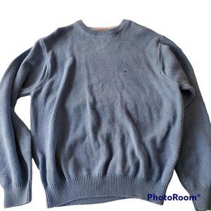 Tommy Hilfiger Men's Pullover Sweater Size Medium Med M Blue Logo Long Sleeve